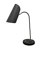 Logan 1-Light LED Table Lamp in Black with Satin Nickel