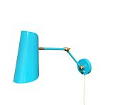 Logan 1-Light LED Wall Swing Lamp in Azure with Satin Brass