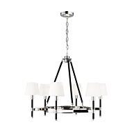 Katie 6 Light Chandelier in Polished Nickel And Black Leather by Ralph Lauren