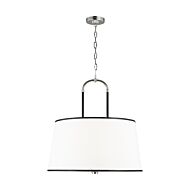 Katie 4 Light Pendant Light in Polished Nickel And Black Leather by Ralph Lauren