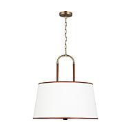 Katie 4 Light Pendant Light in Time Worn Brass And Saddle Leather by Ralph Lauren