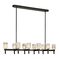 Lucian 10-Light Linear Pendant in Urban Bronze with Alabaster