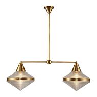 Willard 2-Light Linear Pendant in Vintage Brass with Clear Prismatic Glass
