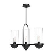 Cyrus 3-Light Linear Pendant in Matte Black with Clear Glass