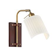Meridian 1 Light Adjustable Wall Sconce in Redwood with Natural Brass