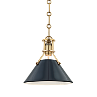 Hudson Valley Painted No.2 by Mark D. Sikes 9.5 Inch Mini Pendant in Aged Brass and Darkest Blue