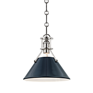 Hudson Valley Painted No.2 by Mark D. Sikes 9.5 Inch Mini Pendant in Polished Nickel and Darkest Blue