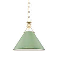 Hudson Valley Painted No.2 by Mark D. Sikes Pendant Light in Aged Brass and Leaf Green