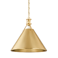 Metal No. 2 1-Light Pendant in Aged Brass