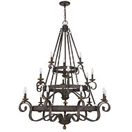 Quoizel Noble 18 Light 57 Inch Traditional Chandelier in Rustic Black