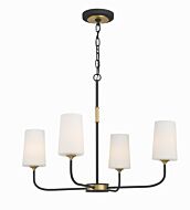 Niles 4-Light Chandelier in Forge Black with Modern Gold