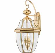 Quoizel Newbury 2 Light 11 Inch Outdoor Wall Lantern in Polished Brass