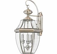Quoizel Newbury 3 Light 12 Inch Outdoor Wall Lantern in Pewter