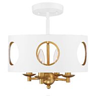 Crystorama Odelle 4 Light 14 Inch Ceiling Light in Matte White And Antique Gold