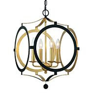 Crystorama Odelle 4 Light 22 Inch Transitional Chandelier in Matte Black And Antique Gold