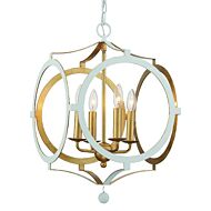 Crystorama Odelle 4 Light 22 Inch Transitional Chandelier in Matte White And Antique Gold