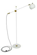 House of Troy Orwell 59 Inch Floor Lamp in White with Weathered Brass Accents