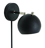 House of Troy Orwell 8 Inch Wall Lamp in Black with Satin Nickel Accents