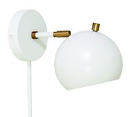 House of Troy Orwell 8 Inch Wall Lamp in White with Weathered Brass Accents
