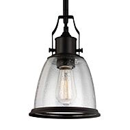 Feiss Hobson Seeded Glass Mini Pendant in Oil Rubbed Bronze