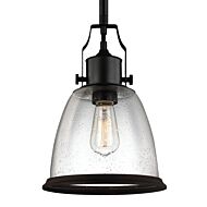 Feiss Hobson 9.5 Inch Pendant in Oil Rubbed Bronze w/ Clear Seeded Glass