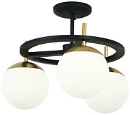 George Kovacs Alluria 3 Light 18 Inch Ceiling Light in Weathered Black with Autumn Gold