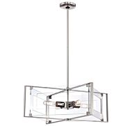 George Kovacs Crystal Clear 4 Light 20 Inch Pendant Light in Polished Nickel