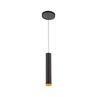 Silo Pendants 1-Light LED Pendant in Black with Gold