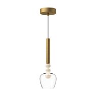 Rise LED Pendant in Brushed Gold with Clear Glass