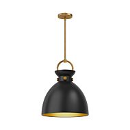 Waldo 1-Light Pendant in Aged Gold with Matte Black