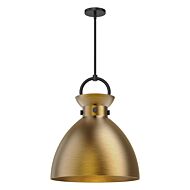 Waldo 1-Light Pendant in Matte Black with Aged Gold