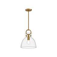 Waldo 1-Light Pendant in Aged Gold with Clear Glass