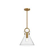 Emerson 1-Light Pendant in Aged Gold with Clear Glass