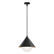 Remy 1-Light Pendant in Matte Black with Opal Glass