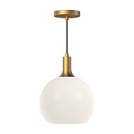 Castilla 1-Light Pendant in Aged Gold with Opal Glass