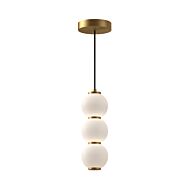 Bijou LED Pendant in Aged Gold with Opal Glass