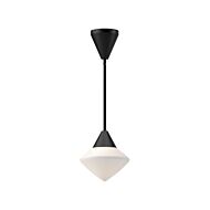 Nora 1-Light Pendant in Matte Black with Opal Glass