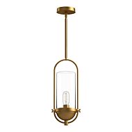 Cyrus 1-Light Pendant in Aged Gold with Clear Glass