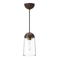 Emil 1-Light Pendant in Aged Gold with Walnut
