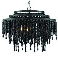 Crystorama Poppy 6 Light Chandelier with Black Wood Beads Crystals