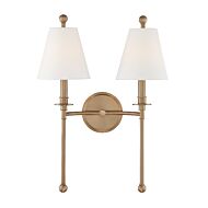 Crystorama Riverdale 2 Light Wall Sconce in Aged Brass
