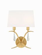 Rollins 2-Light Wall Mount in Antique Gold