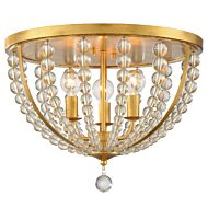 Crystorama Roxy Glass Beaded Ceiling Light in Antique Gold