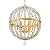 Crystorama Roxy 6 Light Glass Bead Chandelier in Antique Gold