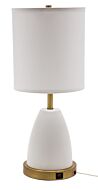 House of Troy Rupert 21 Inch Table Lamp in White with Weathered Brass Accents