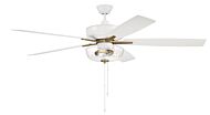 Craftmade Super Pro fan 3-Light Ceiling Fan with Blades Included in White with Satin Brass