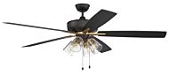 Craftmade Super Pro fan 4-Light Ceiling Fan with Blades Included in Flat Black with Satin Brass