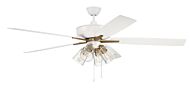 Craftmade Super Pro fan 4-Light Ceiling Fan with Blades Included in White with Satin Brass
