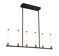 Infiniti Collection 6-Light Integrated LED Island Light in Matte Black and Brass