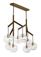 Tech Sedona 8 Light 2700K LED Contemporary Chandelier in Aged Brass and Transparent Smoke